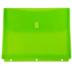 JAM Paper 9.5" x 11.5" Hook & Loop Closure 3-Hole Punch Plastic Envelopes, 12ct. Lime Green