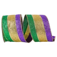 Reliant 2.5" x 10yd. Wired Mardi Gras Glitz Ribbon