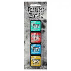 Tim Holtz&reg; Distress Ink Pad Mini Kit no 13 Cracked Pistachio/Abandoned Coral/Mermaid Lagoon/Fossilized Amber