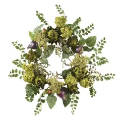 20" Green & Purple Artichoke Floral Wreath