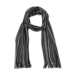 Glitzhome&reg; 70" Men's Black & White Striped Scarf with Tassels