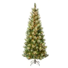 7.5ft. Pre-Lit Charleston Pine Slim Artificial Christmas Tree, Clear Lights