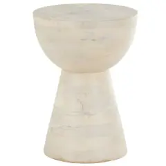 18.25" Cream Mango Wood Accent Table