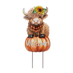 Glitzhome&reg; 29.75" Fall Highland Cow Yard Stake or Wall Decor