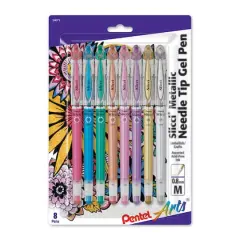 Pentel&reg; Slicci&reg; Needle Tip Metallic Gel Pen 8 Set