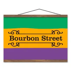 Bourbon Street Stripes Teak Hanging Canvas