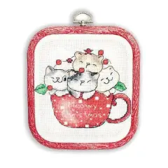 LetiStitch Meowy Christmas with Hoop Counted Cross Stitch Kit