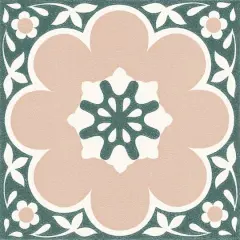 FloorPops Daphne Peel & Stick Floor Tiles Pink and Green