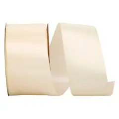 JAM Paper 2.5'' x 50yd. Double Face Satin Ribbon Cream