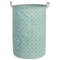 DII&reg; Round Lattice PE-Coated Cotton Polyester Laundry Hamper Aqua
