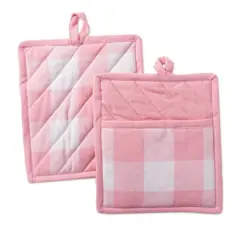 DII&reg; Buffalo Check Potholders, 2ct. Pink