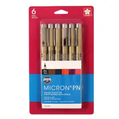 Pigma&reg; Micron&trade; PN Durable Plastic Nib Pen 6 Color Set