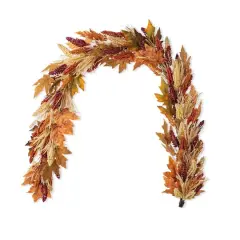 Glitzhome&reg; 72" Fall Multi-Colored Sorghum Garland