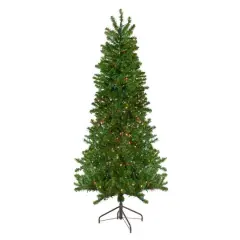7.5ft. Pre-Lit Canadian Pine Slim Artificial Christmas Wall Tree, Multicolor Lights