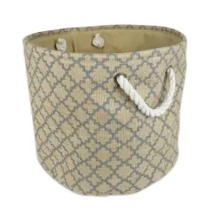 DII&reg; 9" Lattice Round Burlap Bin Gray