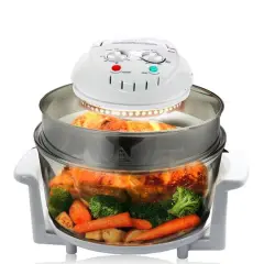 MegaChef 14.25" White Multipurpose Countertop Halogen Oven Air Fryer/Rotisserie/Roaster 