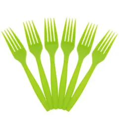 JAM Paper Lime Green Premium Plastic Forks, 100ct.