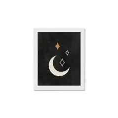 Twinkle Moon Stars 2 11" x 14" White Framed Print Under Plexiglass