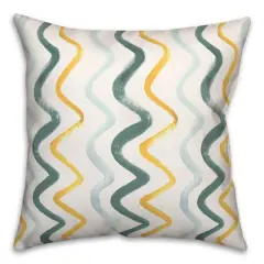18" Squiggles Indoor/Outdoor Pillow Blue/Gold