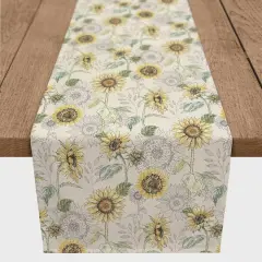 Sunflower Pattern Cotton Twill Runner Cream