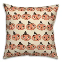 Retro Pumpkin Pattern Spun Poly Throw Pillow