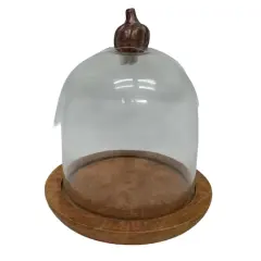 5.5" Glass Cloche with Pumpkin Knob & Wood Base by Ashland&reg;