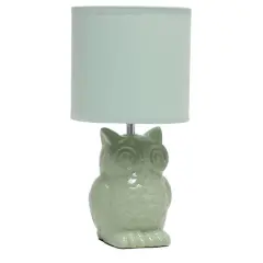 Simple Designs 13" Ceramic Owl Table Lamp Sage Green