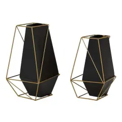 Black Metal Contemporary Vase Set