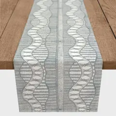 72" Lace Pattern Cotton Twill Runner Blue