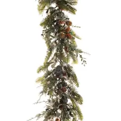 Village Lighting 9ft. Pre-Lit LED Rustic White Berry Christmas Garland