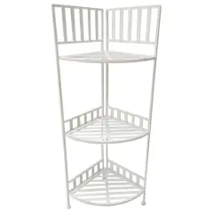 Santa's Workshop 40" Antique White 3-Tier Corner Shelf