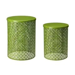 Glitzhome&reg; Multi-Functional Metal Accent Table Set Green