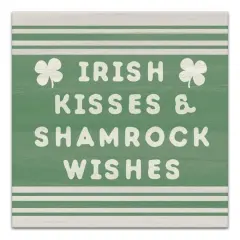 Irish kisses shamrock wishes 16" x 16" Canvas Wall Art