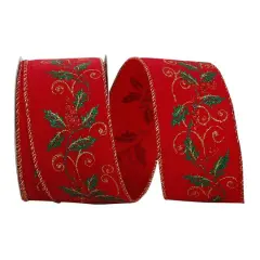JAM Paper 2.5" x 25yd. Wired Holly Hope Ribbon