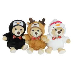 8" Teddy Bear Stuffed Animal Figures in Christmas Costumes