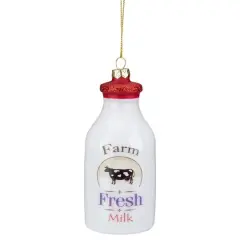 4.5" Farm Fresh Milk Glass Bottle Ornament