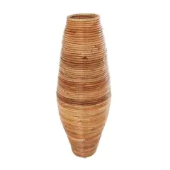 37" Brown Rattan Handmade Tall Wrapped Vase