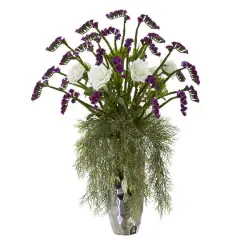 28" Rose Artificial Arrangement in Silver Vase