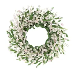 24" Artificial Pea Blossom Floral White Spring Wreath