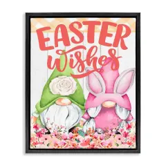 Stupell Industries Easter Wishes Gnomes Floater Framed Art Black