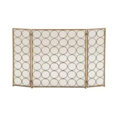 Brass Metal Modern Fireplace Screen, 32" x 47" x 1"