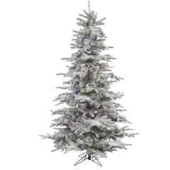 6.5ft. Pre-Lit Flocked Sierra Fir Artificial Christmas Tree, Multicolor LED Lights