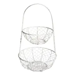 DII&reg; Antique White Chicken Wire Tiered Stand