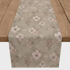 90" Intricate Floral Cotton Twill Runner Brown