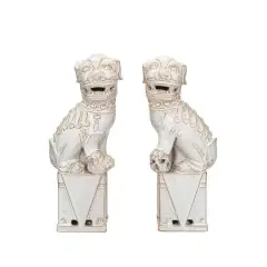 Hello Honey&reg; 13.25" Vintage Reproduction Stoneware Guardian Lions Bookends Set