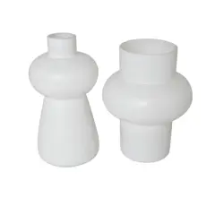 White Glass Unique Trumpet Vase Set