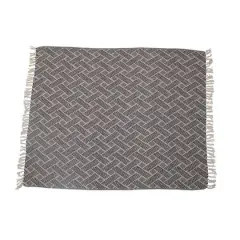 Hello Honey&reg; 60" Recycled Cotton Blend Woven Throw Blanket With Herringbone Weave & Fringe Edge