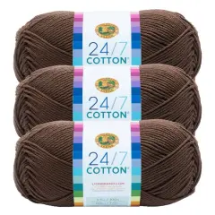 3 Pack Lion Brand&reg; 24/7 Cotton&reg; Yarn Caf&eacute; Au Lait