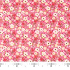 SINGER White & Pink Flowers Cotton Fabric