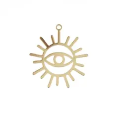 John Bead Beadwork Findings Gold Eye in Sun Pendant, 3ct.
